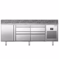 Table réfrigérée à pizza Premium PLUS - 1980 x 700 mm - avec 1 porte et 4 tiroirs