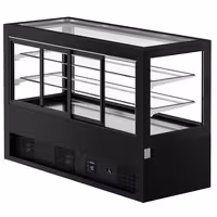 Commercial cake display fridge - 990L - 2010mm - Double glazing - square - with 2 shelves - rear sliding door - for patisserie - Black