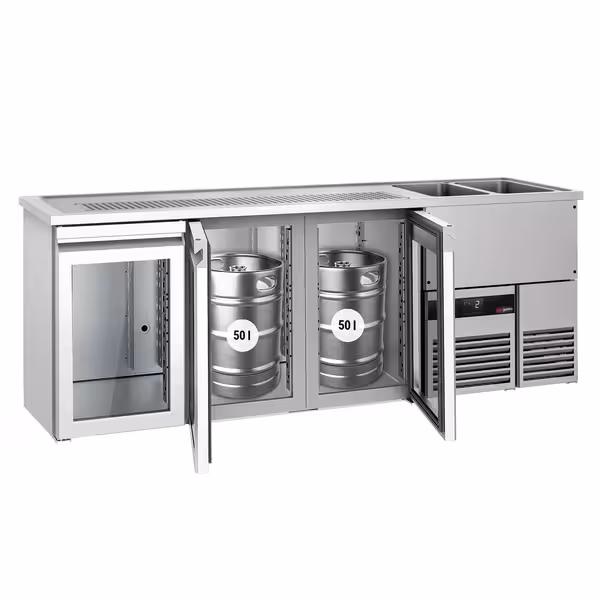 Pivski šank PREMIUM - 2500x700 mm - 3 Staklena vrata