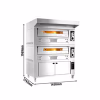 Gas Deck Pizza Oven - Twin Deck - Refractory Stone Deck - 9+9 x Ø 33cm (13") - 230V Single Phase - Mechanical Controls - incl. Stainless steel hood & Proofing cabinet