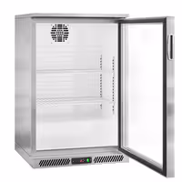 Commercial Back Bar Cooler - 600mm - 130L - with 1 glass hinged door - Stainless steel