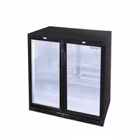 GASTRO-COOL | Barski hladnjak - 900 mm - 200 litara - Sa 2 staklena krilna vrata - Crna boja