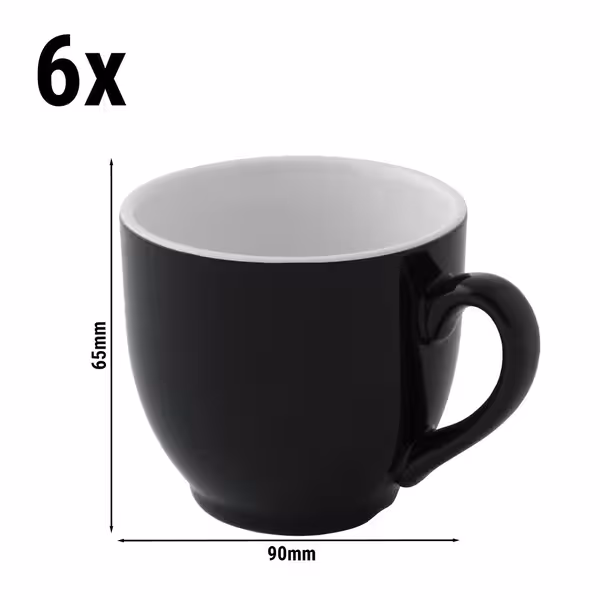 (6 kom) Colors - Šalica za kavu - 140 ml - Crna