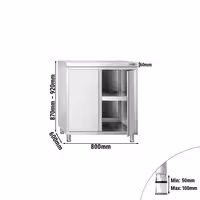 خزانة قاعدية ستانلس ستيل PREMIUM - 800x600mm - 2 أبواب مفصلية
