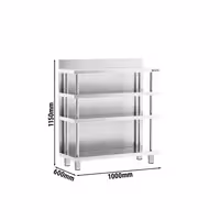 Radna ploča za bar – nehrđajući čelik – 1000 x 600 mm – s 4 police