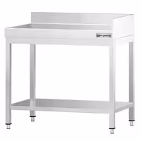 Rozsdamentes acél munkaasztal PREMIUM - 600x600 mm - alsó polccal & hátsó peremmel
