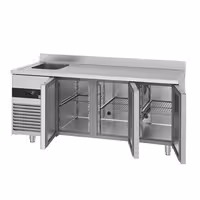 Rashladni pult PREMIUM - 1900x720 mm - 420 l - Ventilirano hlađenje - s 3 vrata - s 1 korita - Leđni podignuti rub