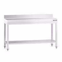 طاولة عمل ستانلس ستيل PREMIUM - 1500x600mm - مع رف سفلي & حاجز خلفي