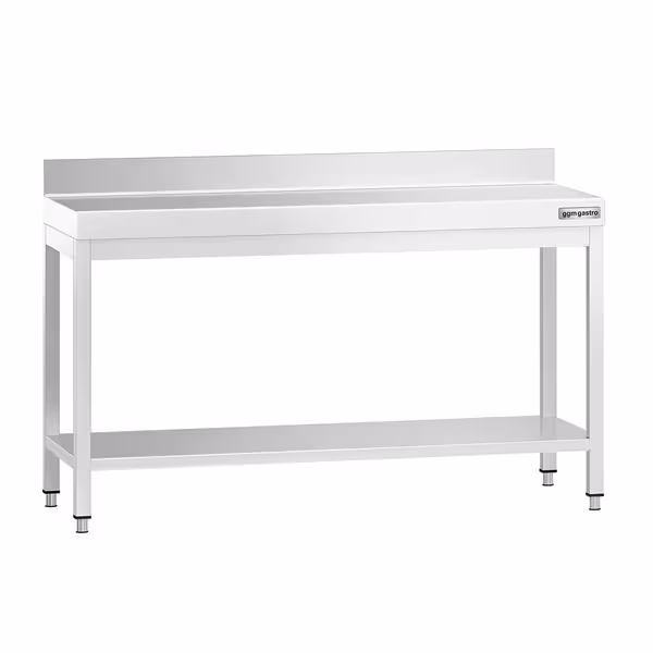 طاولة عمل ستانلس ستيل PREMIUM - 1500x800mm - مع رف سفلي & حاجز خلفي