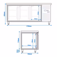 Rashladni pult ECO - 1795x700 mm - 294 l - s 3 vrata - Ventilirano hlađenje