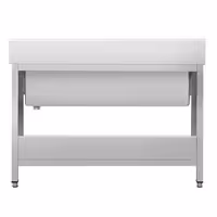 Grovdiskbänk i rostfritt stål PREMIUM - 1000x600 mm - med underhylla - 1 ho mitten - med stänkskydd