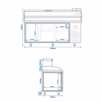 طاولة تحضير بيتزا مبردة PREMIUM PLUS - 1980x700 mm - مع باب واحد - سطح عمل جرانيت - شامل وحدة تبريد علوية - 9x GN 1/4