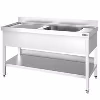 Sudoper PREMIUM - 1400x600 mm - s donjom policom - s 1 koritom - korito desno - inox