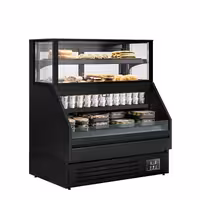 Comptoir vitrine réfrigérée HELSINKI - 1200x800mm - 199L - 4 étagères - +2/+8°C - Portes coulissantes vitrées