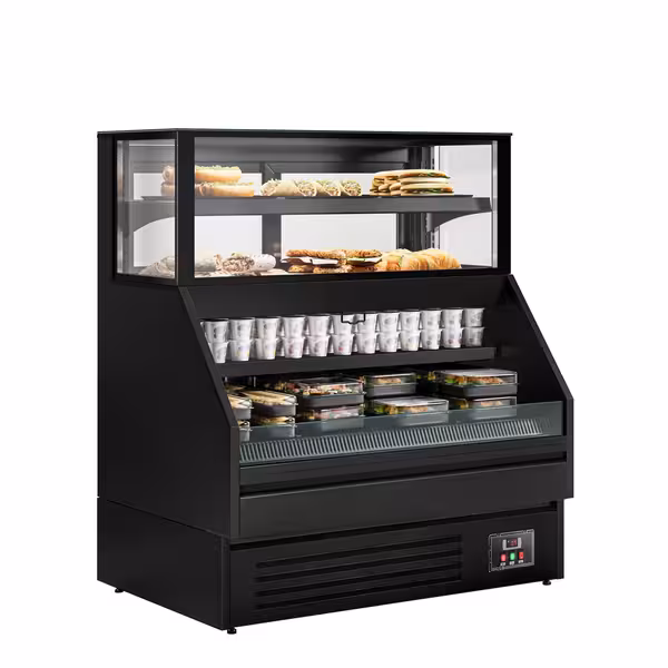 Csemegepult Helsinki - 1200x800 mm - 199 liter - 2 üvegajtóval - 4 polccal - ventilációs - fekete