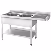 Pult za pranje za perilicu posuđa - 1600x700 mm - s 2 korita