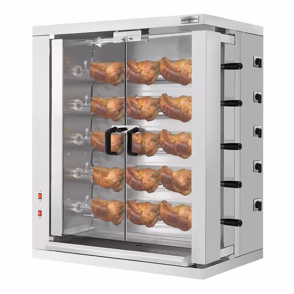 Commercial Electric Chicken Rotisserie Oven - 16.5kW - with 5 Skewers for up to 30 chickens