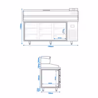 طاولة تحضير بيتزا مبردة PREMIUM PLUS - 1980x700 mm - 9 أدراج - سطح عمل جرانيت - شامل وحدة تبريد علوية - 9x GN 1/4