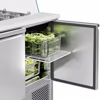 Pult za pripremu salate ECO - 900 mm - 2 vrata - s visokom staklenom nadogradnjom za 2x GN 1/1 & 3x GN 1/6