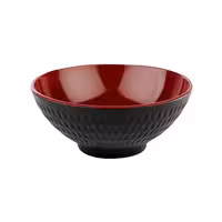 (6 adet) Kase - ASIA PLUS - Melamin - 0,60L - 160x160mm - Derinlik:70mm - Siyah/Kırmızı