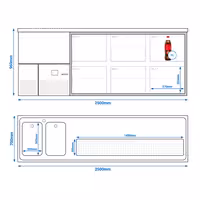 Pivski šank PREMIUM - 2500x700 mm - 6 Staklene ladice