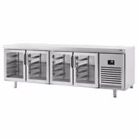 Stół chłodniczy barowy do napojów Premium PLUS – 2752 x 800 mm – z 4 drzwiami szklanymi