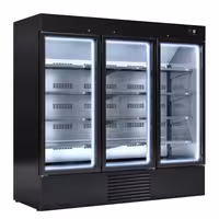 Commercial multideck display freezer - 2081mm - 2030L - with 3 hinged glass doors & 8 shelves - Black