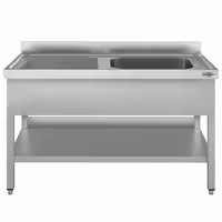 Sudoper za lonce ECO - 1400x700 mm - s donjom policom - s 1 koritom - korito desno - inox