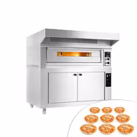 Electric Deck Pizza Oven - Single Deck - 9 x Ø 33cm (13") - 230V 3 Phase - Mechanical Controls - up to 400°C - incl. Hood & Proofing cabinet