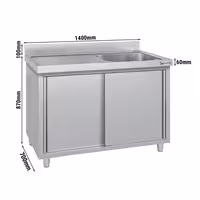 Sudoper s ormarićem ECO - inox - 1400 x 700 mm - s 1 koritom - korito desno
