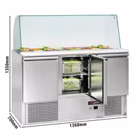 Pult za pripremu salate ECO - 1368 mm - 368 l - 3 vrata - s visokom staklenom nadogradnjom za 4x GN 1/1