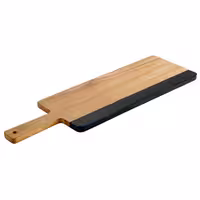 (6 pcs) Serving Board - ROCKWOOD - incl. writable natural slate strip - acacia wood - 485x150mm