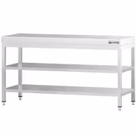 Rozsdamentes acél munkaasztal PREMIUM - 2000x700 mm - alsó polccal & köztes polccal