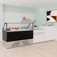 Ice Cream Display Freezer | EMMA - 1715mm - Ventilated cooling - with LED lighting - for 9 x 5 litres Napoli pans or 6 x 7 litres - Black - rear sliding doors