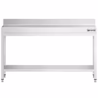 طاولة عمل ستانلس ستيل PREMIUM - 1800x600mm - مع رف سفلي & حاجز خلفي
