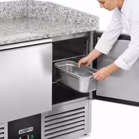 Commercial Pizza Prep Counter - Granite Top ECO - 1400x700mm - with 3 doors