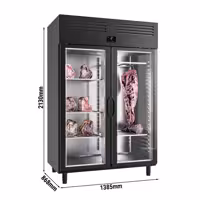 Dry Aging Skříň na zrání masa - 1300 mm - 1 skleněné dveře - Černá