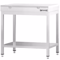 Tavolo da lavoro in acciaio inox PREMIUM - 600x700mm - con ripiano inferiore - con tagliere in polietilene Bianco
