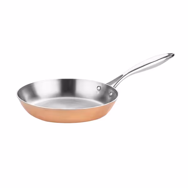 Tava za prženje - Bakar/kositar - Troslojna konstrukcija: inox/aluminij/bakar - Ø 240 mm - Visina: 50 mm - prikladno za plin, struju, staklokeramiku; Nije pogodno za indukciju