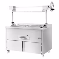 Parrilla de carbón de acero - 1340mm - con parrilla elevable y 1 cajón - Parrilla: 1060x530mm