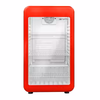 Commercial Mini Bar Refrigerator - 495mm - 113L - with 1 glass door & reversible hinges - Red - Double-glazed glass door