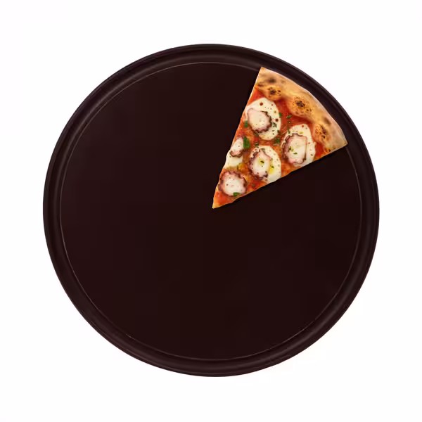 (12 adet) Düz Pizza Tabağı - Polietilen, Ø320mm, Oluklu/Kanallı Yüzey, Kahverengi