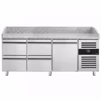 Stół chłodniczy do pizzy ECO – 2000 x 800 mm – z 1 drzwiami i 4 szufladami