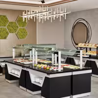 Balcão de buffet frio BELFAST - 1600mm - com placa fria (refrigerada) & com rodízios - para 4x GN 1/1 - Preto