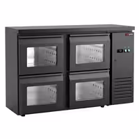 Chłodziarka barowa – 1460 mm – 226 L – z 4 szufladami szklanymi i oświetleniem LED RGB