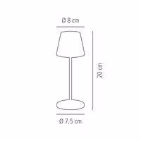 Şarj Edilebilir Masa Lambası - MERLE MICRO MICRO - 3 kademeli kısılabilir - Ø80x200mm - Siyah