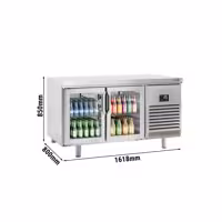 Stół chłodniczy barowy do napojów Premium PLUS – 1618 x 800 mm – z 2 drzwiami szklanymi