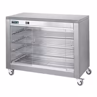 Profesionalni grijani ormar za hranu - 1,80 kW - GN 1/1 - s kliznim staklenim vratima, puna stražnja stijena - 4 police - 940x690x880 mm