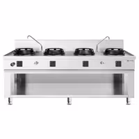 Gázüzemű wok tűzhely - 60 kW - 4 égős - 2 csaptelep