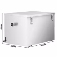 Profesionalni separator masti - 132 l - s taložnikom 52 l - do 200 obroka/dan - inox - sukladno EN 1825 - s kuglastim ventilom - za mobilnu instalaciju